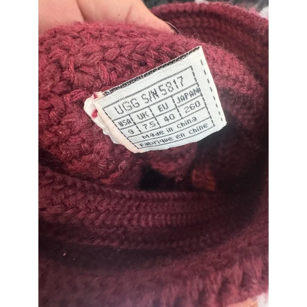 UGG Australia Knit Tall Boots‎ Burgundy Suede Trim Women's Size 9
